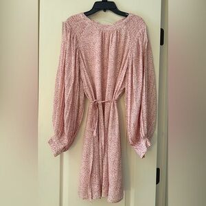 Vince Camuto Pink Printed Long Sleeve Tie-Waist Dress